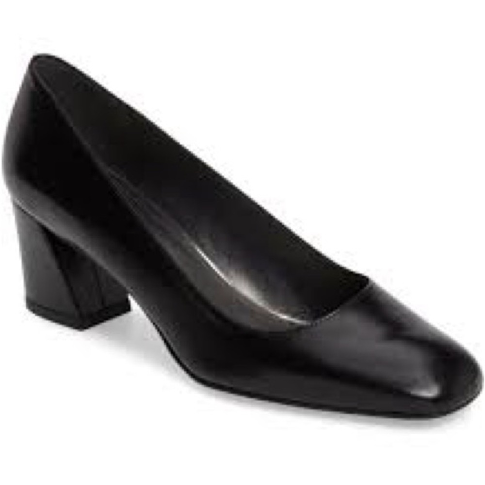 STUART WEITZMAN Marymid pump BLACK BLOCK PATENT LEATHER HEELS